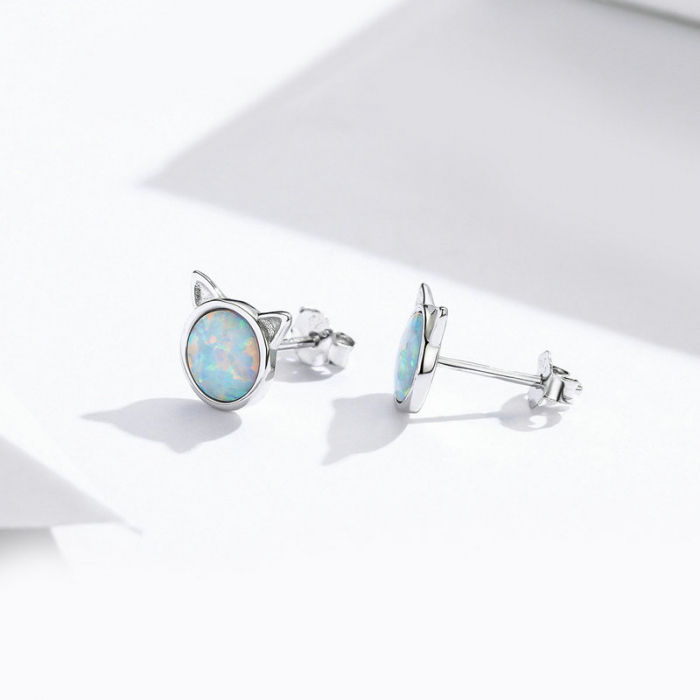 Cercei argint pisicute de opal [3]