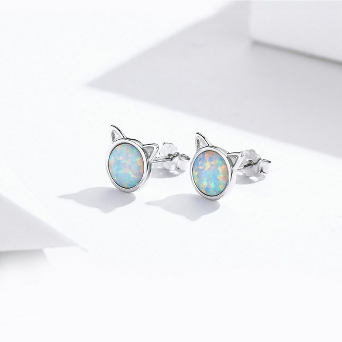 Cercei argint pisicute de opal [5]