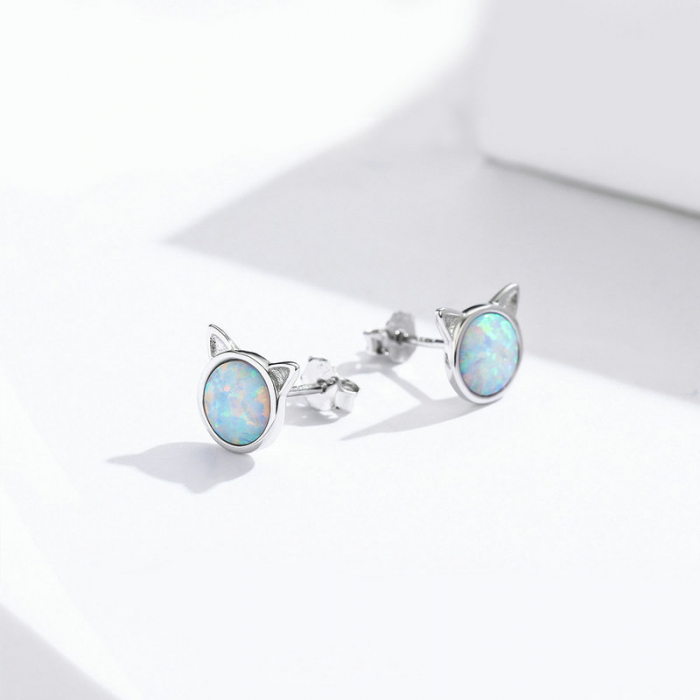 Cercei argint pisicute de opal [7]