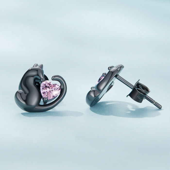 Cercei argint pisicute negre [4]