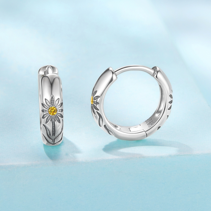 Cercei argint rotunzi Floarea Soarelui [3]