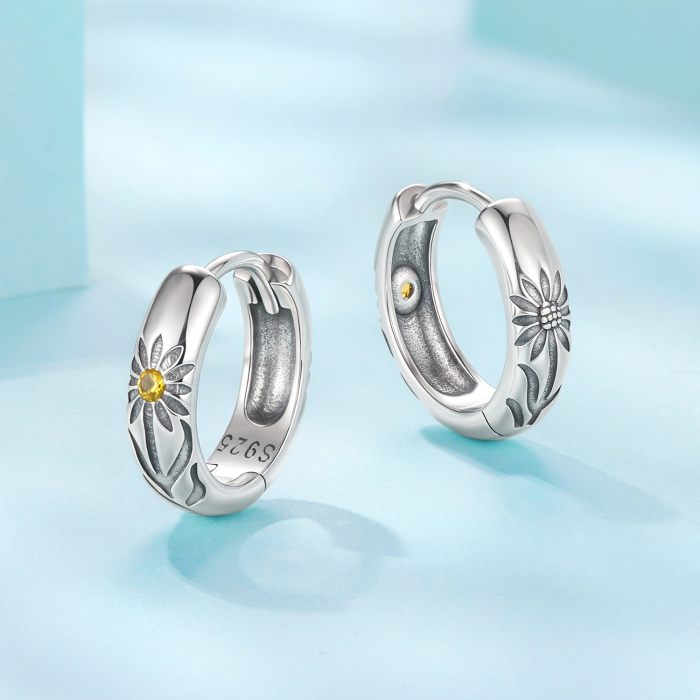 Cercei argint rotunzi Floarea Soarelui [5]