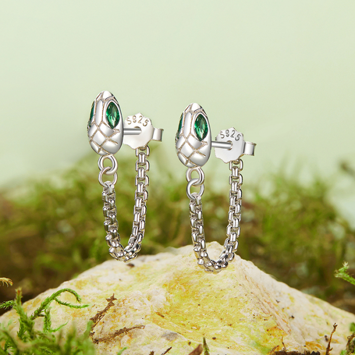 Cercei argint sarpe cu zirconii [3]