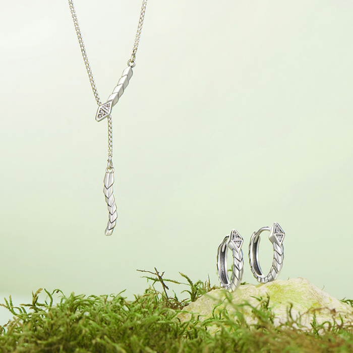 Cercei argint sarpe cu zirconii [10]