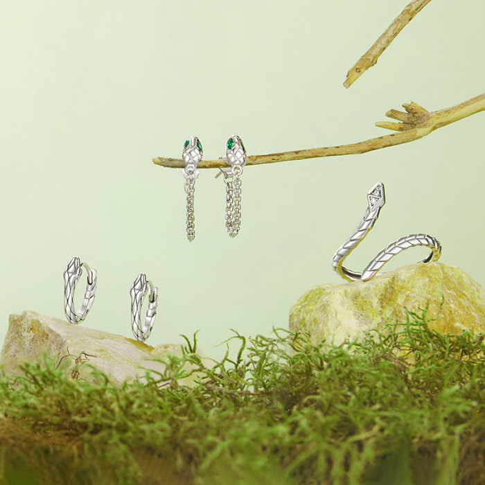 Cercei argint sarpe cu zirconii [11]