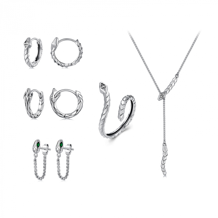 Cercei argint sarpe cu zirconii [20]