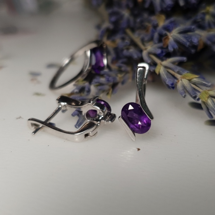 Cercei argint Serena, 925, cu ametist african - EVA0019 [3]