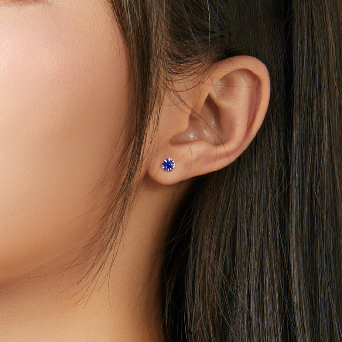 Cercei argint simpli cu zirconiu albastru [2]