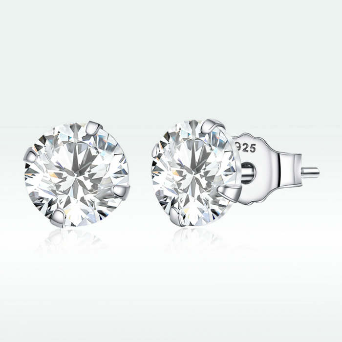 Cercei argint simpli cu zirconiu 6 mm [6]