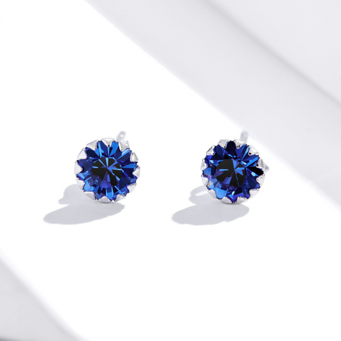 Cercei argint simpli cu zirconiu albastru [6]