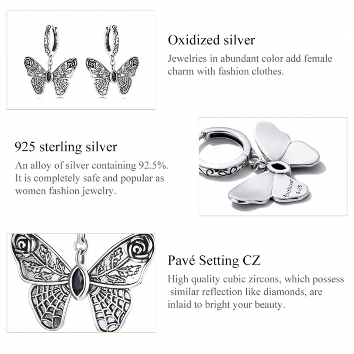 Cercei argint vintage cu fluturi [5]