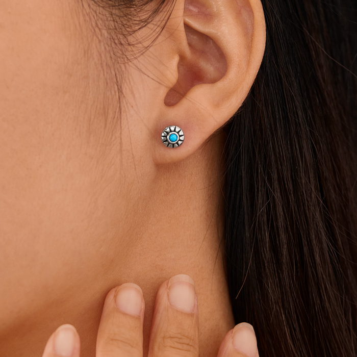 Cercei inox argintii cu turcoaz [6]