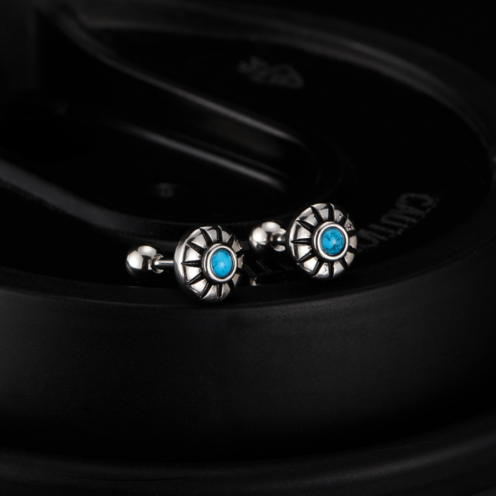 Cercei inox argintii cu turcoaz [7]