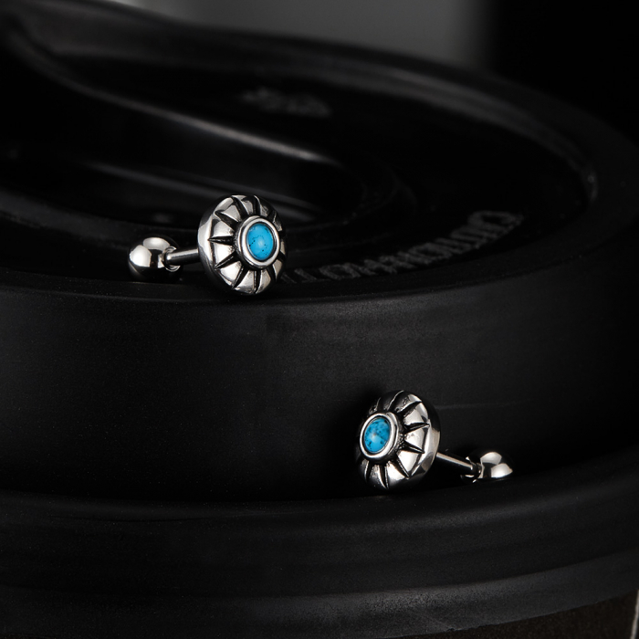 Cercei inox argintii cu turcoaz [5]