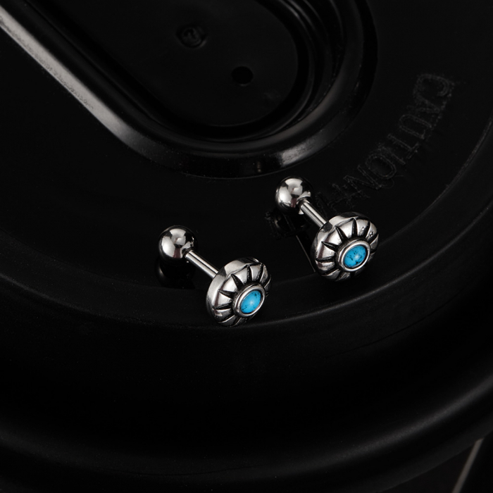 Cercei inox argintii cu turcoaz [3]