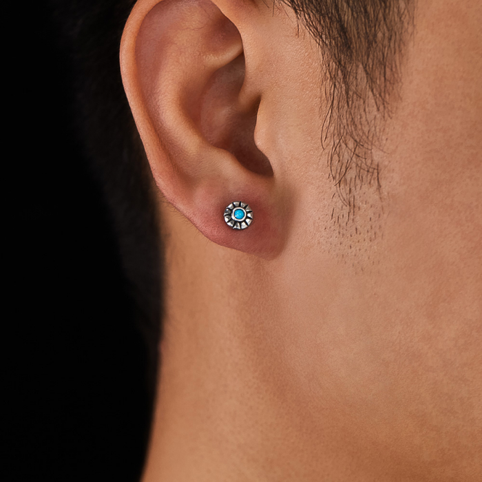 Cercei inox argintii cu turcoaz [2]