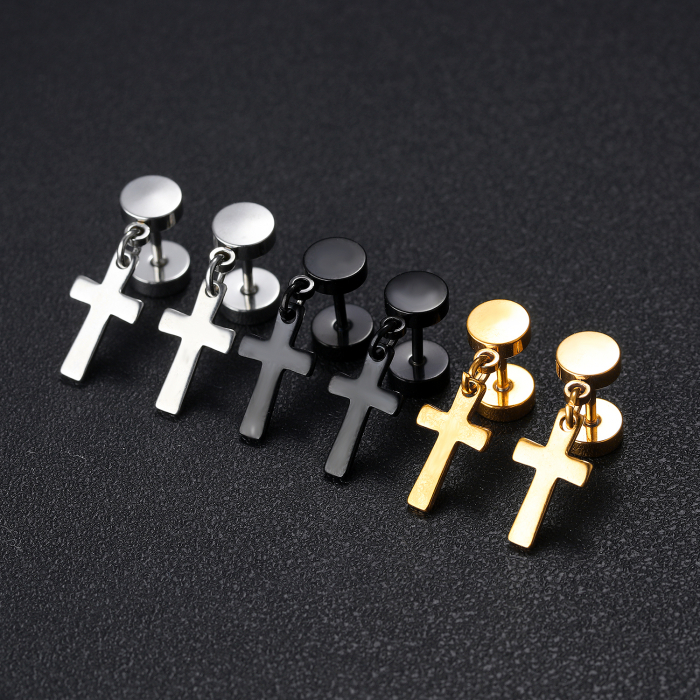 Cercei inox cu cruciulita [4]