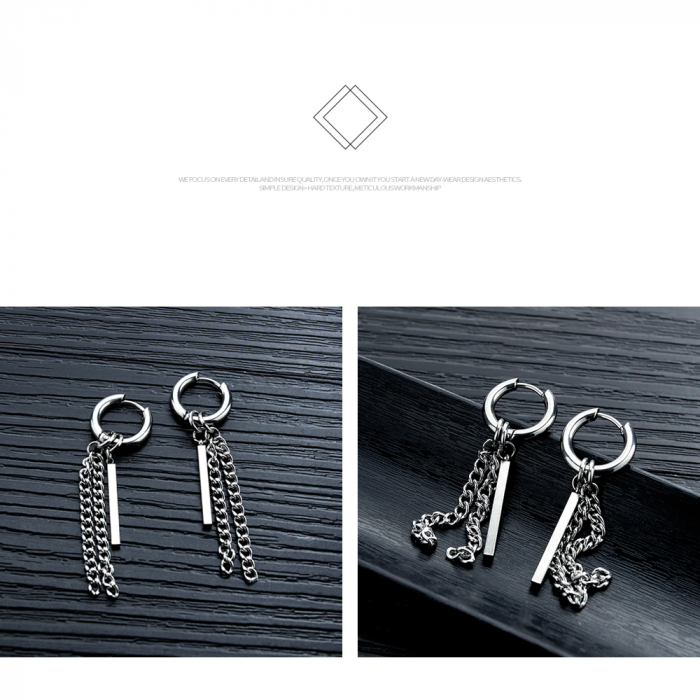 Cercei inox cu lant si pendul [12]