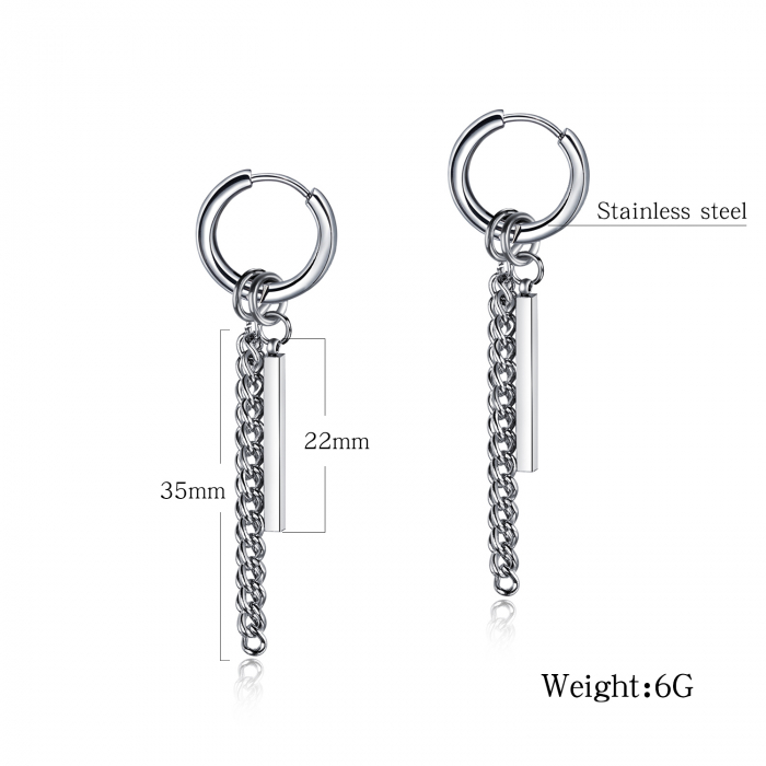 Cercei inox cu lant si pendul [4]