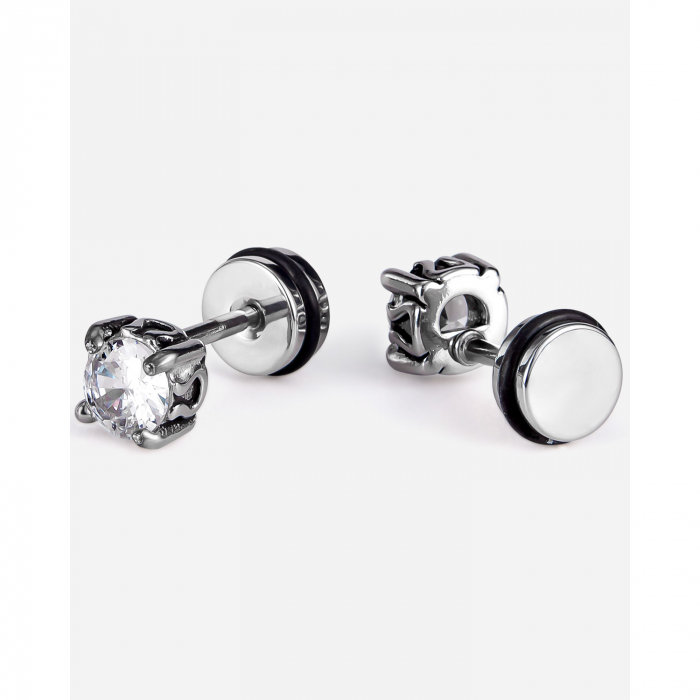 Cercei inox cu zirconii albe [5]