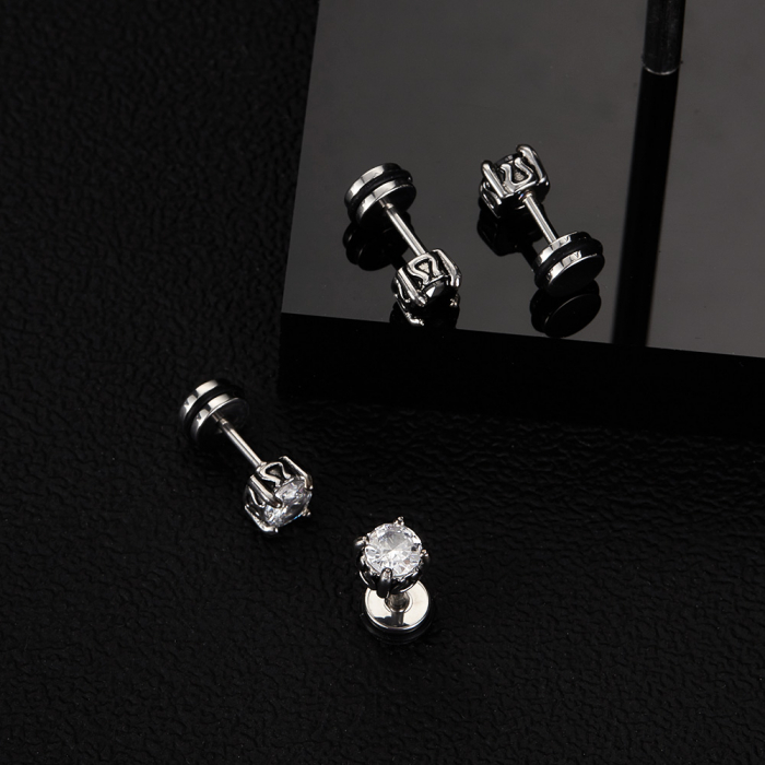 Cercei inox cu zirconii albe [3]