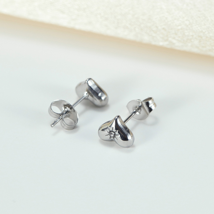 Cercei inox inimioare cu zirconii [3]