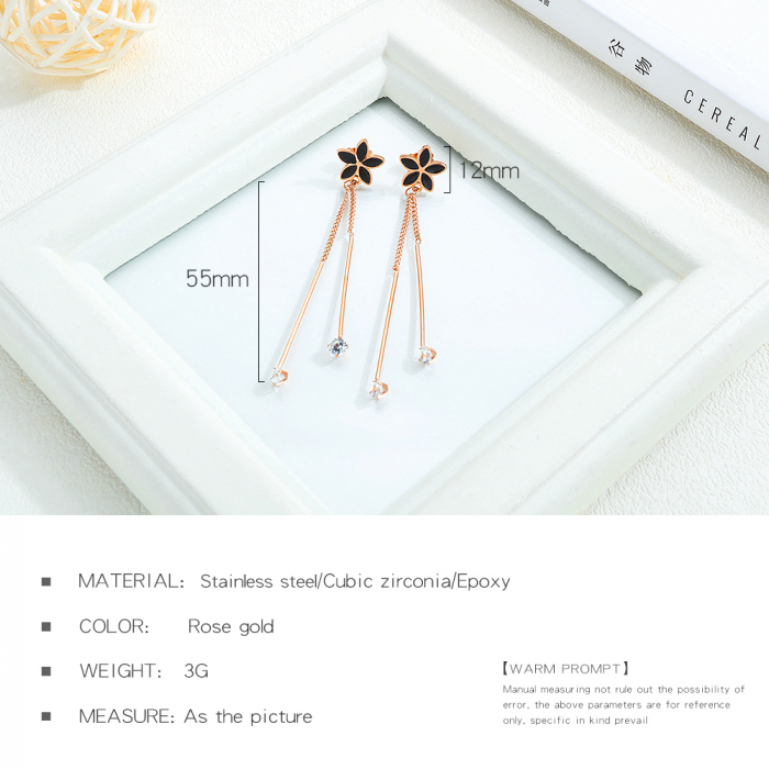 Cercei inox lungi cu flori [7]