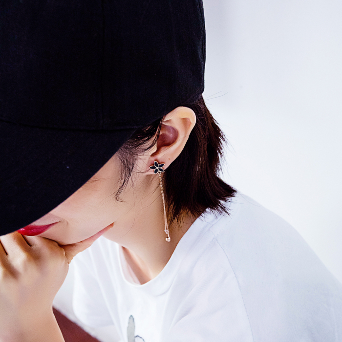 Cercei inox lungi cu flori [6]