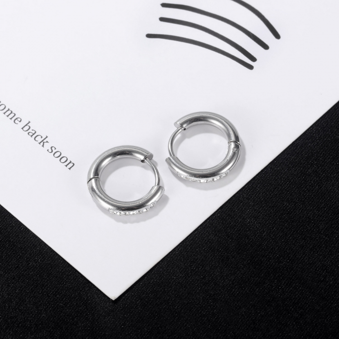 Cercei inox rotunzi cu zirconii [3]