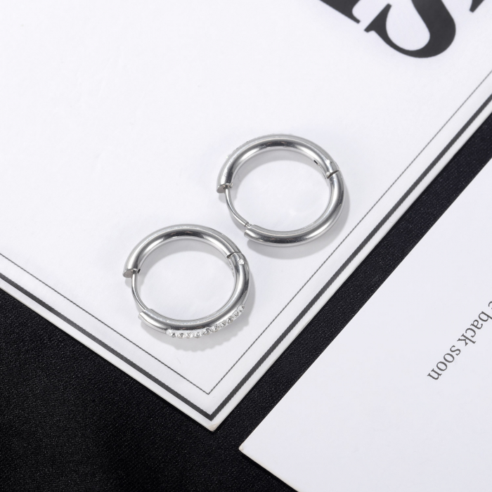 Cercei inox rotunzi cu zirconii [7]