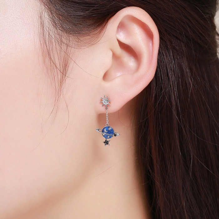 Cercei lungi din argint 925 planete, stelute, semiluni si zirconii - Be Nature EST0019 [6]