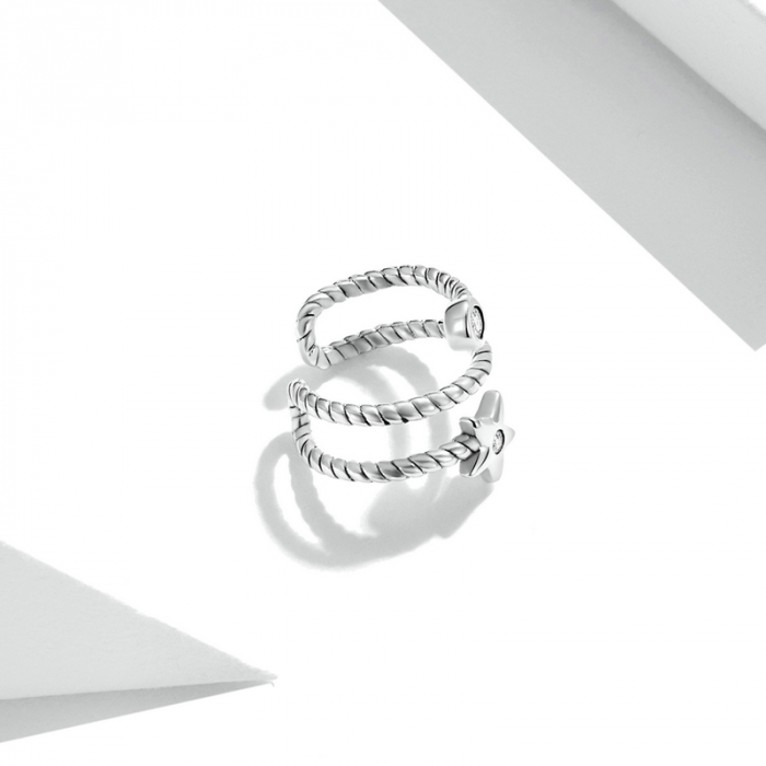 Cercel argint ear cuff cu steluta, pe ureche [7]