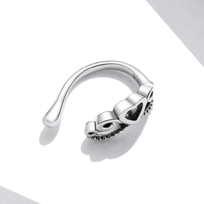 Cercel argint ear cuff Love Crown, pe ureche [7]