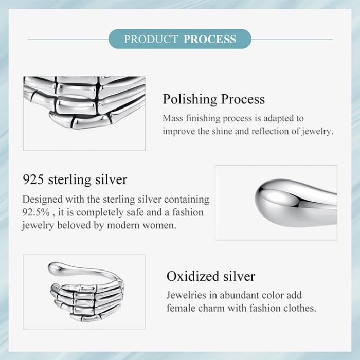 Cercel argint mana schelet [8]