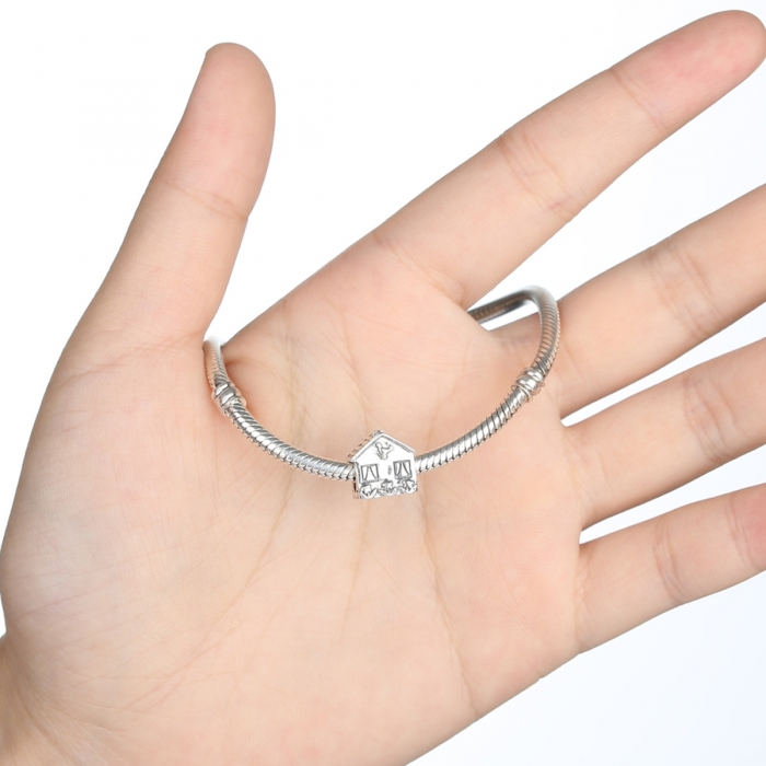 Charm argint 925 casuta cu floricele si inimioare PST0040 [4]