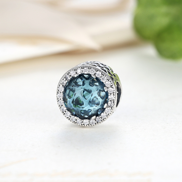 Charm argint 925 cristal bleu cu inimioare si zirconii albe - Be in Love PST0033 [4]