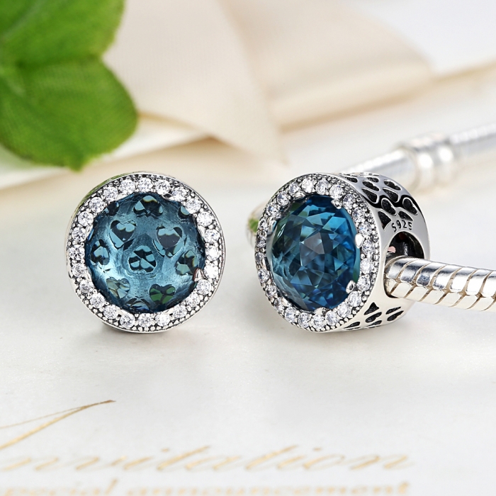 Charm argint 925 cristal bleu cu inimioare si zirconii albe - Be in Love PST0033 [5]