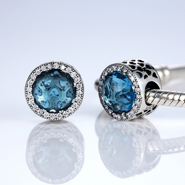 Charm argint 925 cristal bleu cu inimioare si zirconii albe - Be in Love PST0033 [2]