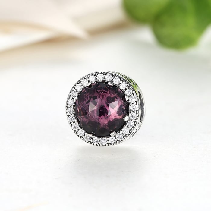 Charm argint 925 cristal mov cu inimioare si zirconii albe - Be in Love PST0024 [5]