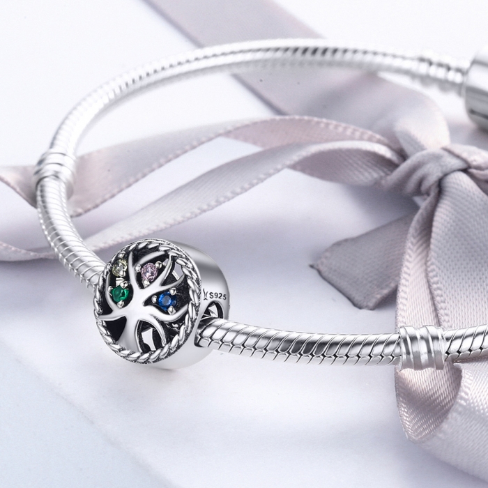 Charm argint 925 cu copacul vietii si zirconii multicolore - Be Nature  PST0086 [5]