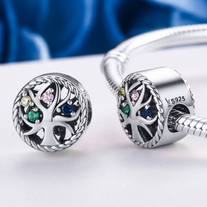 Charm argint 925 cu copacul vietii si zirconii multicolore - Be Nature  PST0086 [2]
