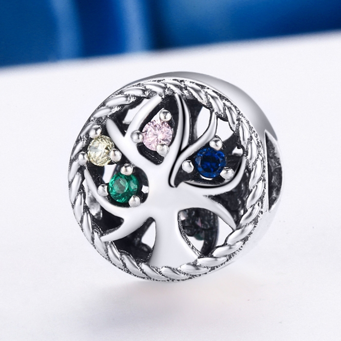 Charm argint 925 cu copacul vietii si zirconii multicolore - Be Nature  PST0086 [4]