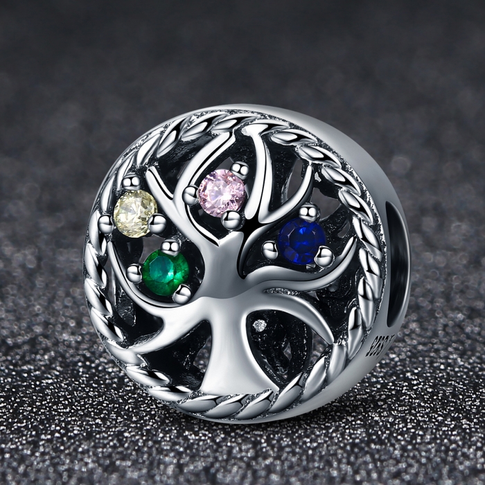 Charm argint 925 cu copacul vietii si zirconii multicolore - Be Nature  PST0086 [3]