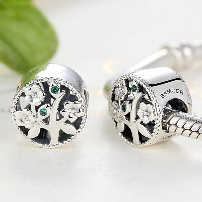 Charm argint 925 cu copacul vietii si zirconii verzi - Be Nature  PST0059 [3]