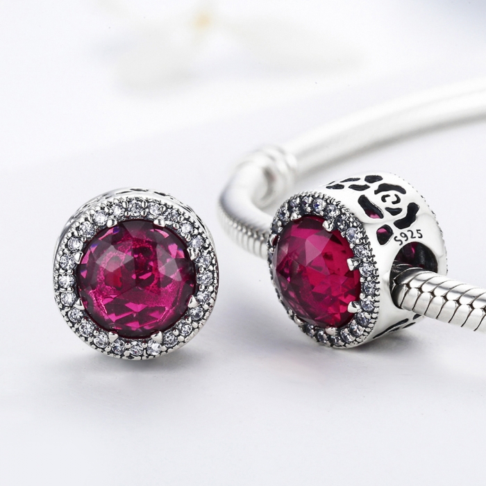 Charm argint 925 cu cristal rubin si zirconii albe - Be Elegant PST0078 [3]