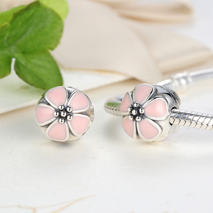 Charm argint 925 cu floricele roz - Be Nature PST0018 [4]