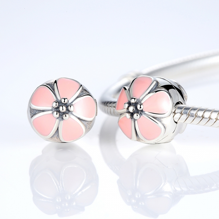 Charm argint 925 cu floricele roz - Be Nature PST0018 [2]