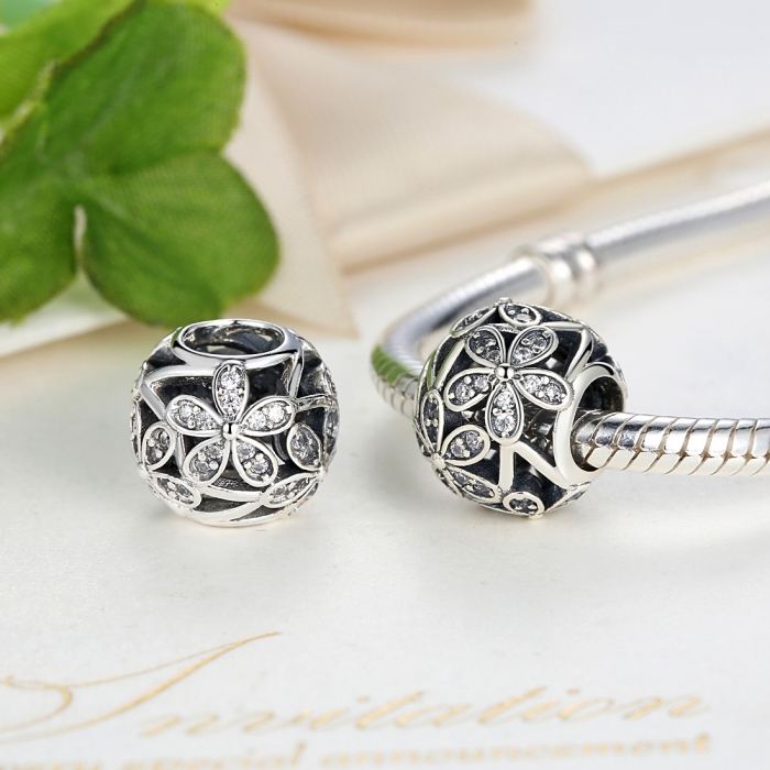 Charm argint 925 cu floricele si zirconii albe - Be Nature PST0014 [4]