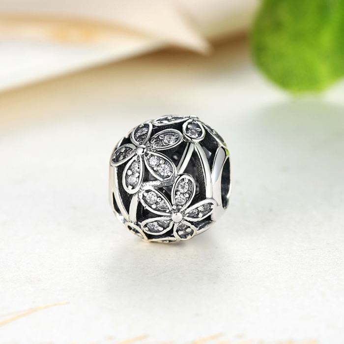 Charm argint 925 cu floricele si zirconii albe - Be Nature PST0014 [5]