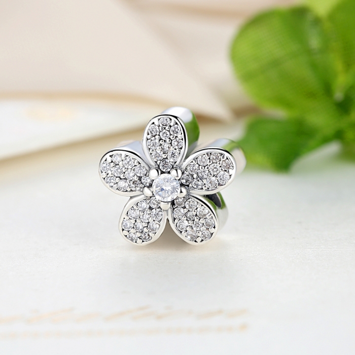 Charm argint 925 cu floricele si zirconii albe - Be Nature PST0021 [3]